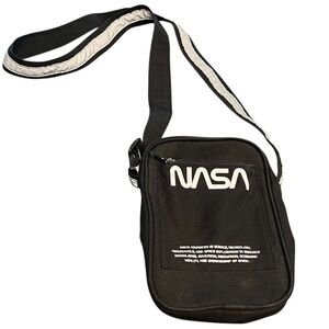 NASA Crossbody Bag Shoulder Purse Black Neon Riot Polyester Reflective Stipe